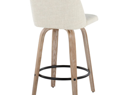 Toriano - Contemporary Fixed Height Counter Stool Swivel & Round Footrest (Set of 2)