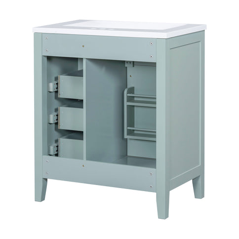 Modern Bathroom Vanity With Sink Combo, 3 Drawers, Undermount Drop-In Sink