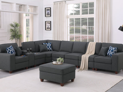 Hannah - Sectional Sofa With Ottoman - Dark Gray