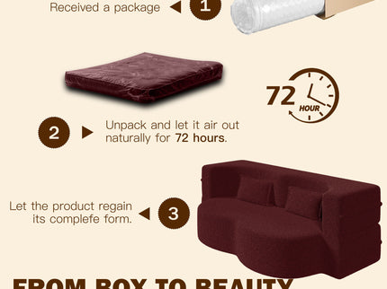 Modern Floor Sleeper Sofa Bed With 2 Pillows, Convertible Twin Size Folding Mattress For Living Room