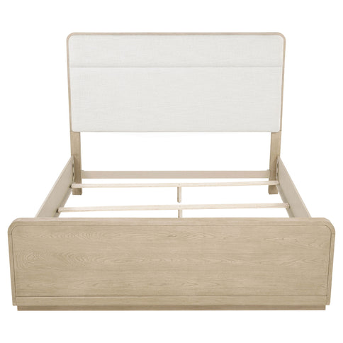 Mirador - Queen Panel Bed With Upholstered Headboard - Light Oak