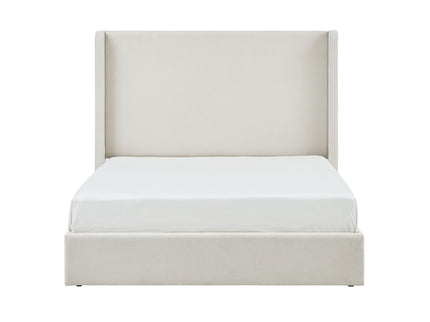 Carmen - King Size Upholstered Wingback Bed - Ivory