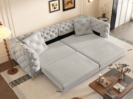 3 In 1 Convertible Sleeper, Deep Seat Pull Out Sofa Bed, Button Tufted
