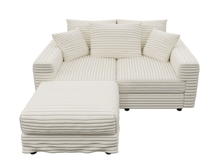 Deep Seat Convertible Sofa With Soft Pillows And Ottomans