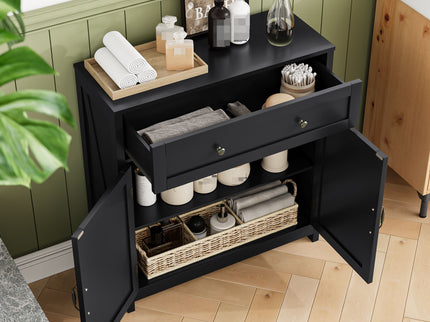 Farmhouse Storage Cabinet With Drawer And Adjustable Shelf