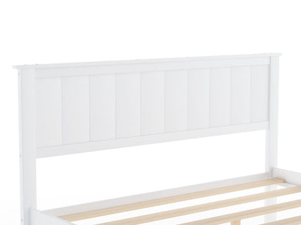 Full Size Platform Bed With Under Bed Drawers - White