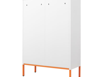 Grid Double Door Shoe Cabinet With Adjustable Compartments And Moisture-Proof Design In Metal