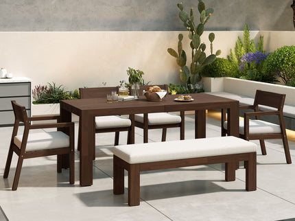 Outdoor Dining Set Rectangular Table With Umbrella Hole