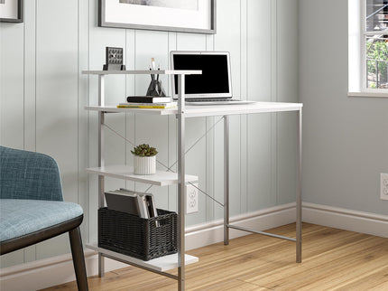 Side Storage Student Desk - White
