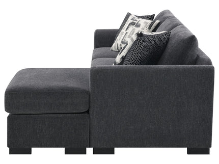 Pacheco - Upholstered Sleeper Sectional Chaise Sofa With Pocket Coils And Reversible Cushions - Dark Gray