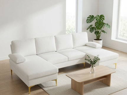U - Shaped Sectional Sofa With Double Chaise