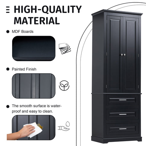 Tall Storage Cabinet With 3 Drawers For Bathroom