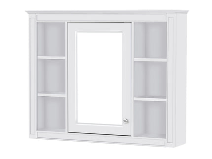 Wall Mounted Medicine Cabinet With Mirror, Storage Cabinet Featuring 6 Open Shelves And Adjustable Interior