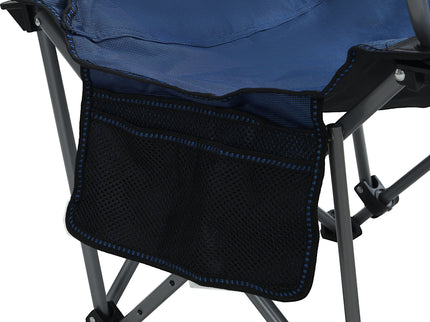 Outdoor Camping Chairs Folding Portable Adjustable Reclining Chair With Side Pockets & Cup Holder - Dark Blue