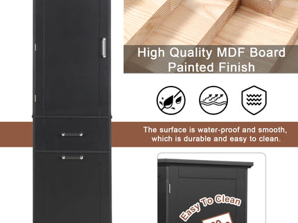 Tall Freestanding Bathroom Storage Cabinet With Adjustable Shelf And 2 Drawers