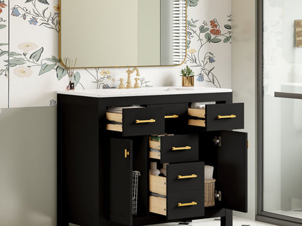 Bathroom Vanity With Sink Combo Set, Modern Bathroom Cabinet With 4 Drawers