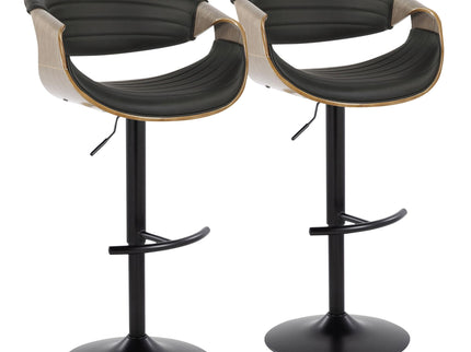 Symphony - Mid Century Modern Adjustable Barstool With Swivel With Rounded T Footrest (Set of 2)