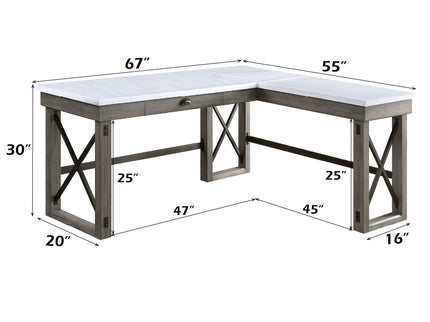 Talmar - Marble Top Weathered Writing Desk With Lift Top
