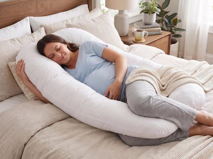 U - Shape Pregnancy Body Pillow For Side Sleeper Support - White