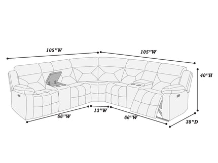 Power Reclining Sectional Set With Console Cup Holders