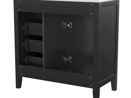 Modern Bathroom Vanity With Sink, Freestanding Design With Drawers And Doors