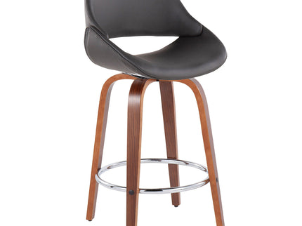 Fabrico - Mid Century Modern, Fixed Height Counter Stool With Round Footrest (Set of 2)