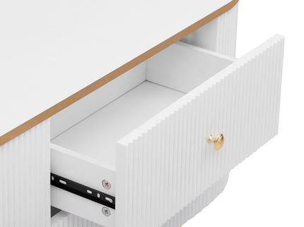 Modern TV Stand For TVs Up To 80", Entertainment Center With 4 Drawers And 1 Cabinet, Wood TV Console Table With And Handles For Living Room - White