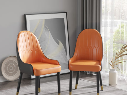 Modern Sponge-Filled Dining Chair, Solid Wood Metal Legs, Suitable For Restaurants, Living Rooms And Rooms (Set of 2)