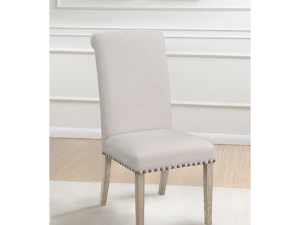 Upholstered Dining Chair With Rolled Edge Seat Back (Set of 2) - Beige