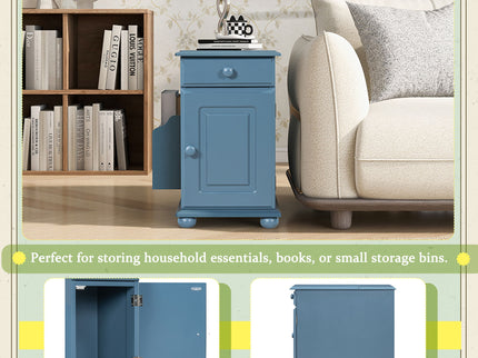 Vintage Flip Top Side Table With USB Ports
