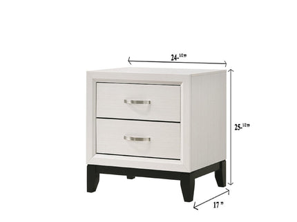 2 Drawer Nightstand With Handles Furniture For Bedroom - White