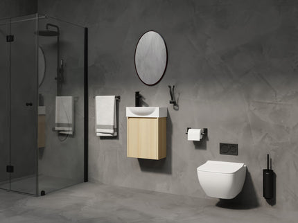 Modern Bathroom Vanity With Ceramic Basin, Wall Mounted Floating Sink Combo, Storage Cabinet
