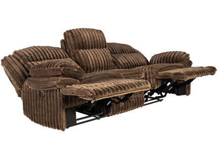 Motion Recliner Sofa With Fold-Down Table, Manual Recline, Charging Station & Cup Holders