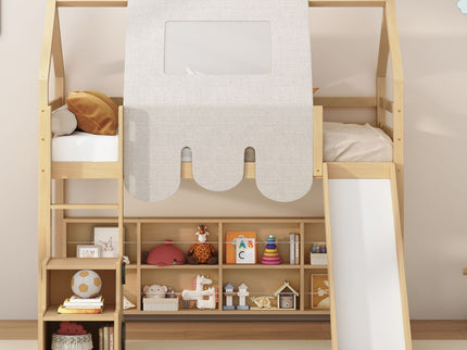 Loft Bed With House Shaped Frame And Tent