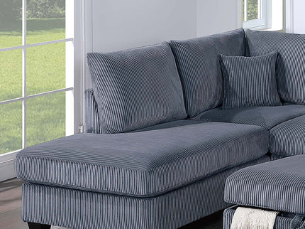 Modern Style Sectional Set With USB Port, Storage Ottoman