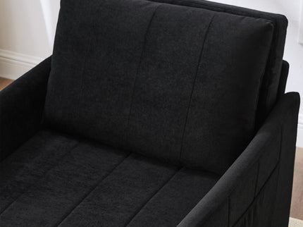 Upholstered Convertible Sleeper Sofa With 5 Position Backrest, Side Pockets, Storage