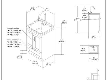 Maile - All-In-One Laundry Utility Sink And Cabinet