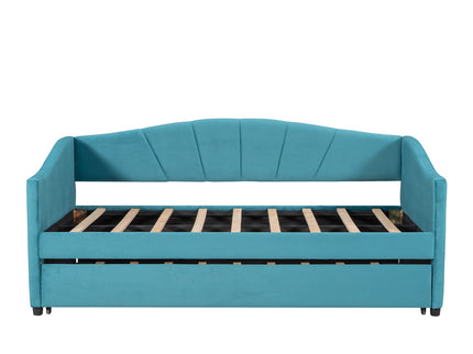 Upholstered Daybed Sofa Bed With Trundle Bed And Wood Slat