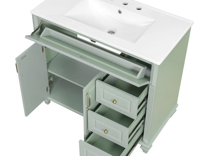 Modern Bathroom Vanity With Sink, 3 Drawers & 2 Doors
