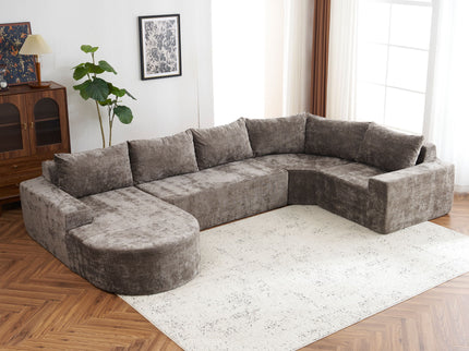U-Shaped Oversized Modular Cloud Sectional Sofa With Deep Seat For Living Room