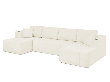 U - Shaped Sectional Sofa, Cup Holders & Side Pockets For Living Room