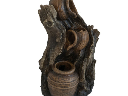 Decorative 3 Tier Water Fountain With Pot Design - Brown