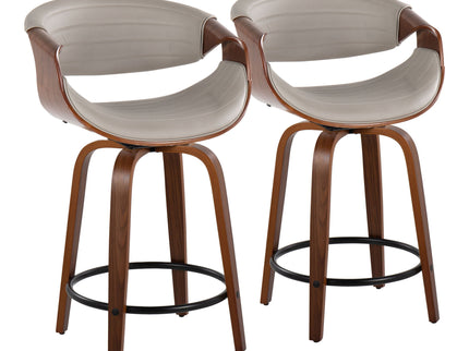 Symphony - Mid Century Modern Fixed Height Counter Stool With Swivel With Round Footrest (Set of 2)