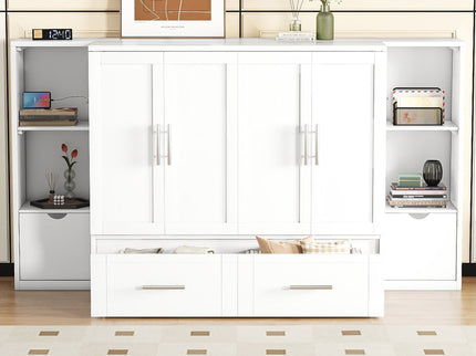 Murphy Bed With Shelves, Drawers And USB Ports