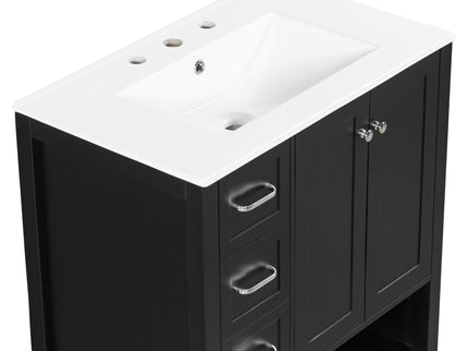 Bathroom Vanity With Sink Top, Bathroom Vanity Cabinet With 2 Doors And 2 Drawers, Open Shelf