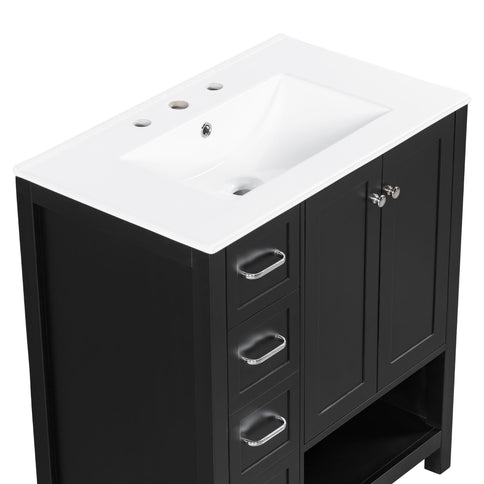 Bathroom Vanity With Sink Top, Bathroom Vanity Cabinet With 2 Doors And 2 Drawers, Open Shelf