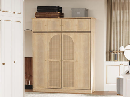 8 Door Armoire Wardrobe With Adjustable Shelves And Hanging Rod