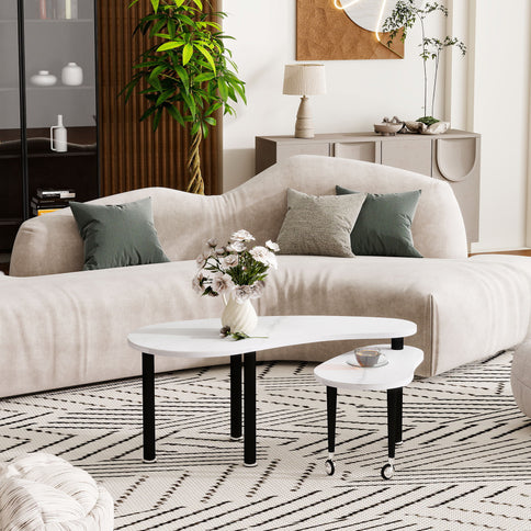 Rotatable Cocktail Table With Solid Legs, 360 Degree Rotating