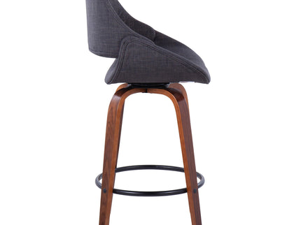 Fabrico - Mid Century Modern Fixed Height Counter Stool & Round Footrest (Set of 2)