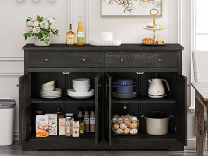 Vintage Sideboard With 2 Drawers And Four Doors For Living Room